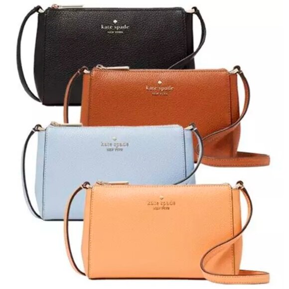 S Kate Spade Leila Top Zip Crossbody Bag Brown Pebbled Leather Purse KG463 NWT - Picture 9 of 9